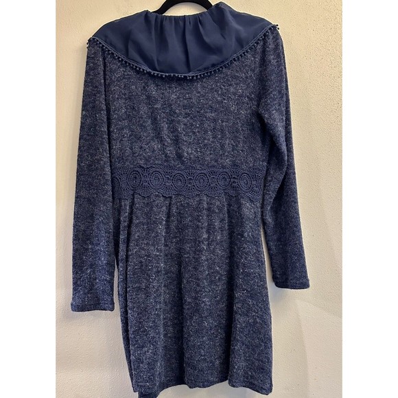 Altar’d State Ruffle Button Down Blue Sweater Cardigan Dress Small Side Pockets - Picture 8 of 16